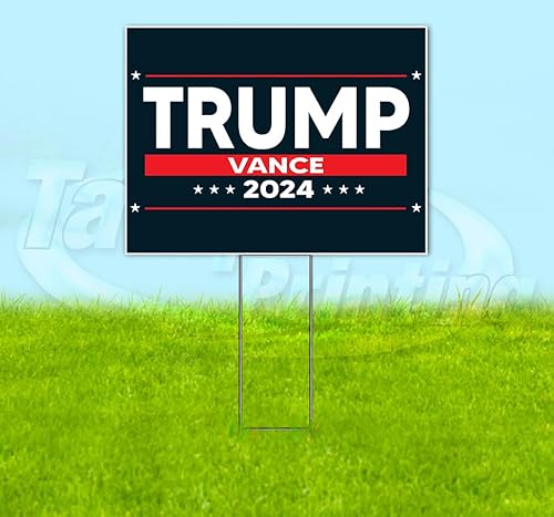TampaPrinting Trump Vance Yard Sign 18" x 24" with Metal Step Stake