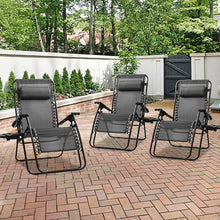 Four Seasons Courtyard Sunny Isles XL Zero Gravity Chairs, Black, 3-Pack