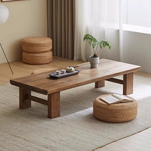 HASMI Living Room Table Vintage Tea Table Japanese Square Long Tea Table to Sit On The Floor Furniture Coffee Tea End Table for Living Room Outdoor Side Table (Size : Brown 140x60x38cm)