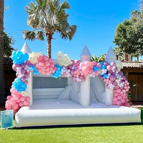 BOZHOUYUPIN 15FT Inflatable Bounce House with Slide White