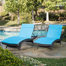 Christopher Knight Home 592 Salem Outdoor Grey Wicker Adjustable Chaise Lounge With Blue Cushion (Set Of 2)