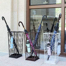 Wrought Iron Umbrella Stand Hotel Lobby Home Rain Gear Storage Rack Long Handle Umbrella Storage Bucket (Color : Brown) (Black)