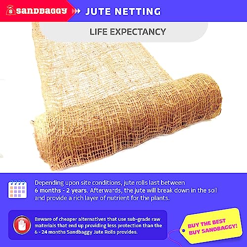 Sandbaggy Jute Netting Roll - 225 ft x 4 ft Erosion Control Matting - Brown (20 Rolls)
