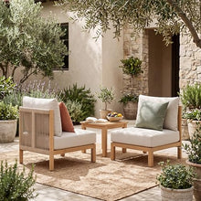 Seeheool Acacia Wood Patio Furniture Club Chair, Outdoor Rope-Woven Chair, Set of Two, Suitable for porches, Gardens, backyards, and Balconies (Light Teak + Beige Rope + Beige Cushion).