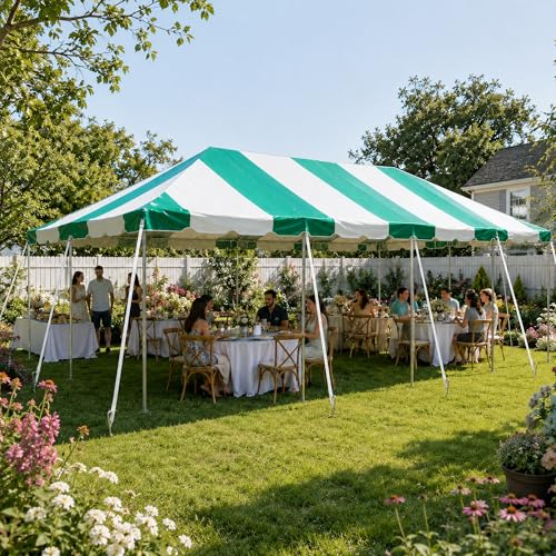 Party Tents Direct 20' x 40' Weekender Frame Canopy with Green White Cover