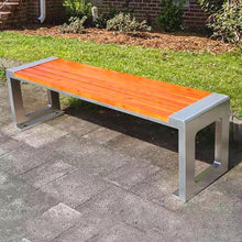 Sunyongfly Park Bench,Stainless Steel Frame,Outdoor Garden Bench,Wooden seat,Double Outdoor Bench, for Squares, Parks, and Residential Areas(Size:120cm)