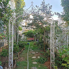 Metal Garden Arbors Wedding Arch with Door,Garden Arch/Rose Arch,for Roses, Climbers, Fruit, Archway or Peas,White