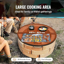 Wrobelax Foldable Round Cooking Grate for Fire Pit, Heavy Duty Steel BBQ Grill Grid with Handle and X Wire Support, Portable Camping Cookware