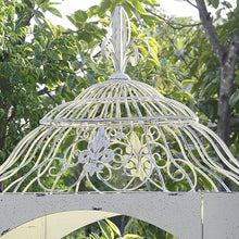 Outdoor Arch Trellis with Arched Bench, Wrought Iron Stand, Garden Decor for Courtyards, Villas, and Homes(B)