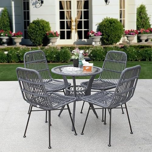 GLigeT Balcony Table and Chair Set Modern Minimalist Rattan Garden Furniture Sets Leisure Chair Coffee Table Outdoor Furniture Creative Bistro Table Set (Color : D-5-piece Set)