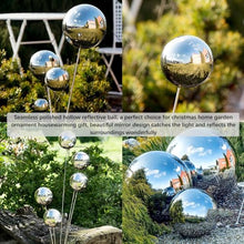 LXBAMKEA Stainless Steel Gazing Ball, Mirror Reflective Balls, Outdoor Home Garden Yard Lawn Party Seamless Sphere, Reflection Beautiful View Christmas Hollow Out Ornament Ball (Color : Silver, Size