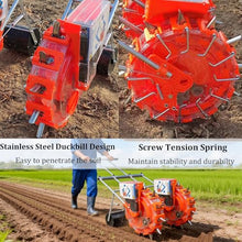 Large Double Wheel Corn Planter, Soybean Hand Seed Spreader, Adjustable Plant Spacing/Depth, Row Spacing, Includes 8 Seed Wheels for Planting Peanuts/Corn/Soybeans/Broad Beans/Rice/Wheat(12-Nozzle)