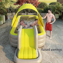 MQELHKCYSGX Children's and Adult Inflatable Swimming Pool with Slides and sunshades, Full-Sized Children's, Suitable for Outdoor environments Such as backyards, Gardens, and lawns