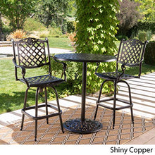Christopher Knight Home Arlana Outdoor Cast Aluminum Bar Set 3-Pcs Shiny Copper Finish