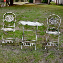 GPWDIEJB Retro Metal Folding Bistro Set with 2 Chairs and 1 Table Weather Resistant Outdoor Side Table for Patio Yard Garden Cast Iron End Table Coffee Tables Vintage Dining Furniture