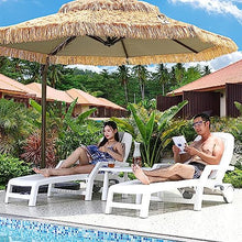 Preferspace Plastic Chaise Lounge Chair Recliner, Outdoor Furniture for Patio, Poolside w/Wheels, Adjustable Backrest, Sunbathing Recliner Set of 2