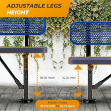 OUTTANS Heavy-Duty Outdoor Metal Bench (6 Ft - Surface with Back, Blue)