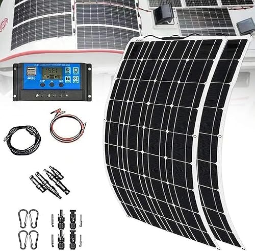 KZZAAO 600W Portable Flexible Solar Panel Kit, 12V-24V Monocrystalline Solar System with 40A Controller for Off-Grid Home