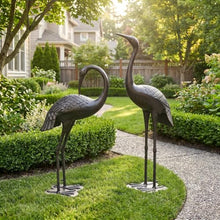 Garden Decor Crane Statue Set of 2 Outdoor Accent, Antique Bronze