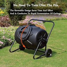 LHQYA Garden Compost Bin, 190L Outdoor 360° Tumbling Composter with Wheels, Built-in Air Pipe, for Fast Creation of Fertile Soil