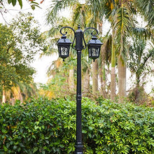 iumLeap 265Cm 2-Head Outdoor Lamp Post Light Apillar Post Light Garden Path Pillar Lamp Ip65 Waterproof Street Light Glass Lantern Courtyard Bollard Path Lamp Pathlighting Po(230cm)