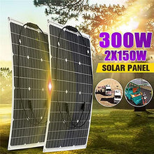 150W/300W Solar Panel 18V Semi-Flexible Monocrystalline Solar Cell DIY Cable Waterproof Outdoor Car RV Rechargeable Power System (150w) (150w)