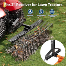 Garvee 48 Inch Durable Pine Straw Rake Steel Spring Landscape Rake Fits 2" Receiver for Lawn Tractors or ATV/UTV, Black