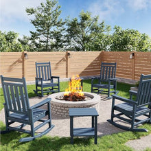 HDPE Rocking Chair Outdoor Set of 4 with 2 Side Table, High Back Rocker