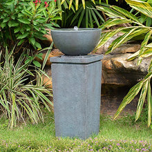 Zen Garden Fountain - 35.5" Gray Polyresin Bowl Water Feature for Patio, Lawn, Birdbath