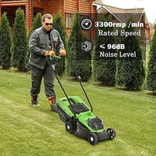 JOMRTS Electric Cordless Lawnmower Push Rotary Lawnmower Lightweight Hover Collect Lawn Mower Cutting Heights 30-70 cm up to 380 m2 Garden with 30L Grass Box