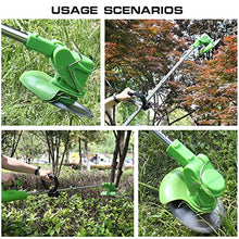 RWGOVLU Electric Cordless Weed Weed Eater with 2 Batteries and 3 Types Blades, Push Grass Trimmer Edger Lawn Tool, Adjustable Weed Trimmer Edger Lawn Mower for Lawn Yard Garden