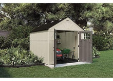 Suncast 8x10 Ft. Outdoor Storage Shed - Large Resin Outdoor Shed with Floor Included, Lockable Double Doors & Skylights. 547 Cu Ft Tremont Garden Resin Sheds for Lawn Tools, Riding Mowers, & Bikes