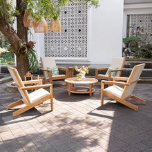Cambridge Casual Seaside Wood Outdoor Coffee Table, Natural Teak/All-Weather Wicker