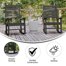 Flash Furniture Manchester Commercial Grade Outdoor Rocking Chair, All-Weather HDPE Indoor/Outdoor Rocker, Set of 2, Gray