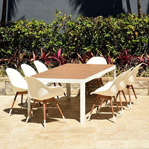 Amazonia Biscayne 9-Piece Rectangular Patio Dining Set Durable Wood White