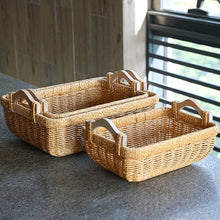 AFPSDLFJDLS Picnic Basket with Handle Camping Willow Weaving Storage Hamper Outdoor Fruit Holder