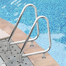 MSHOSAC Pool Handrails Set of 2 Pool Rail 32x35.4 Inch Pool Railing 304 Stainless Steel Pool Handrail Humanized Swimming Pool Handrail with Blue Grip Cover & Drill Bit & Self-Taping Screws