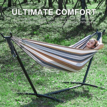 TJYBD Ultimate Comfort Double Hammock with SpaceSaving Steel Stand Heavy Duty Weatherproof and Portable Perfect for Outdoor Patios Gardens Travel (Coffee), 02486