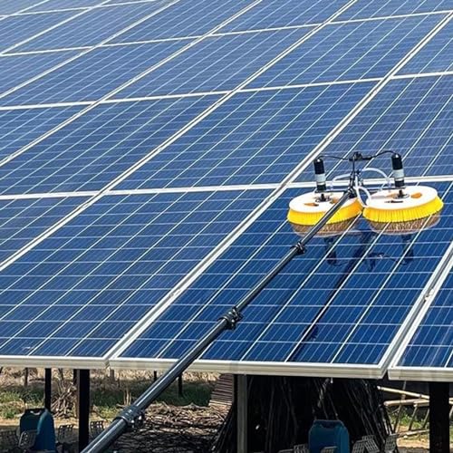 Lakenbroade Electric Solar Solar Panel Cleaning Tool, Double Head Automatic Solar Panel Cleaning Brush and Pole Kit, Window Cleaner Special Roof Water Brush and Other Cleaning Activities,GPAA7.5M