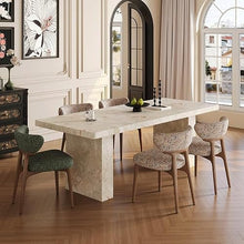 French Monet Garden Travertine Sintered Stone Dining Table Rectangular