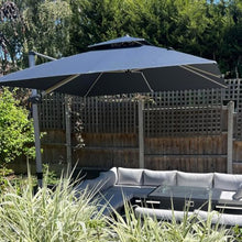 OROTLECT 12FT Double Top Square Deluxe Cantilever Umbrella With Base And Umbrella Cover,Gray