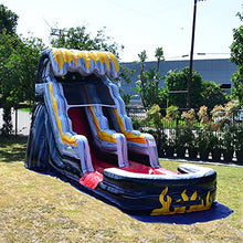 JumpOrange 15' Flame Commercial Water Slide with Splash Pool and Blower