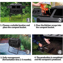 RUYICZB 43 Gallon Outdoor Compost Bin, Dual Chamber Compost Tumbler W/2 Sliding Doors, Large Capacity Composting Bins, Garden Rotating Tumbling Composter for Patio Yard Lawn