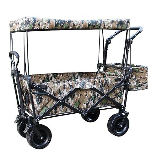 Shopping Cart Folding Garden Trolley Cart Heavy Duty Wagon with Canopy Multi-Function Shopping Cart for Outdoor Handcart