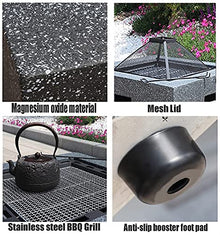 Fire Pits Outdoor 71cm Garden Terrace Heavy-Duty BBQ Table, Outdoor Cooking Fire Pit, Burning Fire Bowl, Multi-Function Heating Fireplace