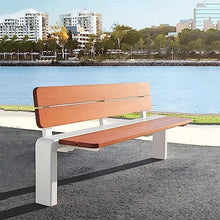 Park Patio Seat Park Bench, Stainless Steel Outdoor Bench With Backrest, Long Wooden Leisure Chair 47.2/59.2/70.8/78.7 Inch No Armrests For Garden, Courtyard