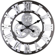 ZYBB Outdoor Garden Clocks, Retro Gear Quartz Silent Needleless Round Needle for The Garden Wall Mounted Precise Roman Numerals Metal Round 40cm(Color:D)