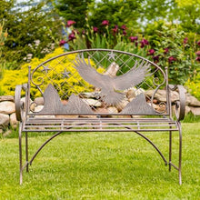 Zaer Ltd. International Classic Iron Garden Bench with Nature Scenery (Flying Eagle Backrest in Bronze)