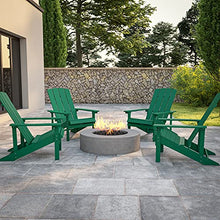 BizChair Poly Resin Adirondack Chair - Green - All Weather - Indoor/Outdoor - Set of 4