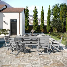 Flash Furniture Tolleson 7 PC Indoor-Outdoor Adirondack Dining Set, 72" Table & 6 Chairs with Cupholders, Gray